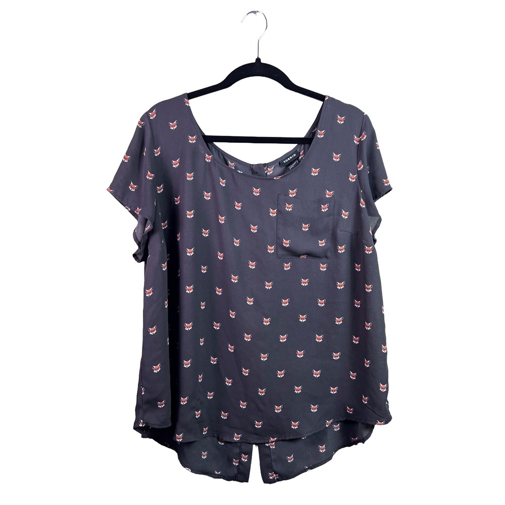 Torrid Fox Print Blouse 2010s Women's 1 Dark Academia Quirky